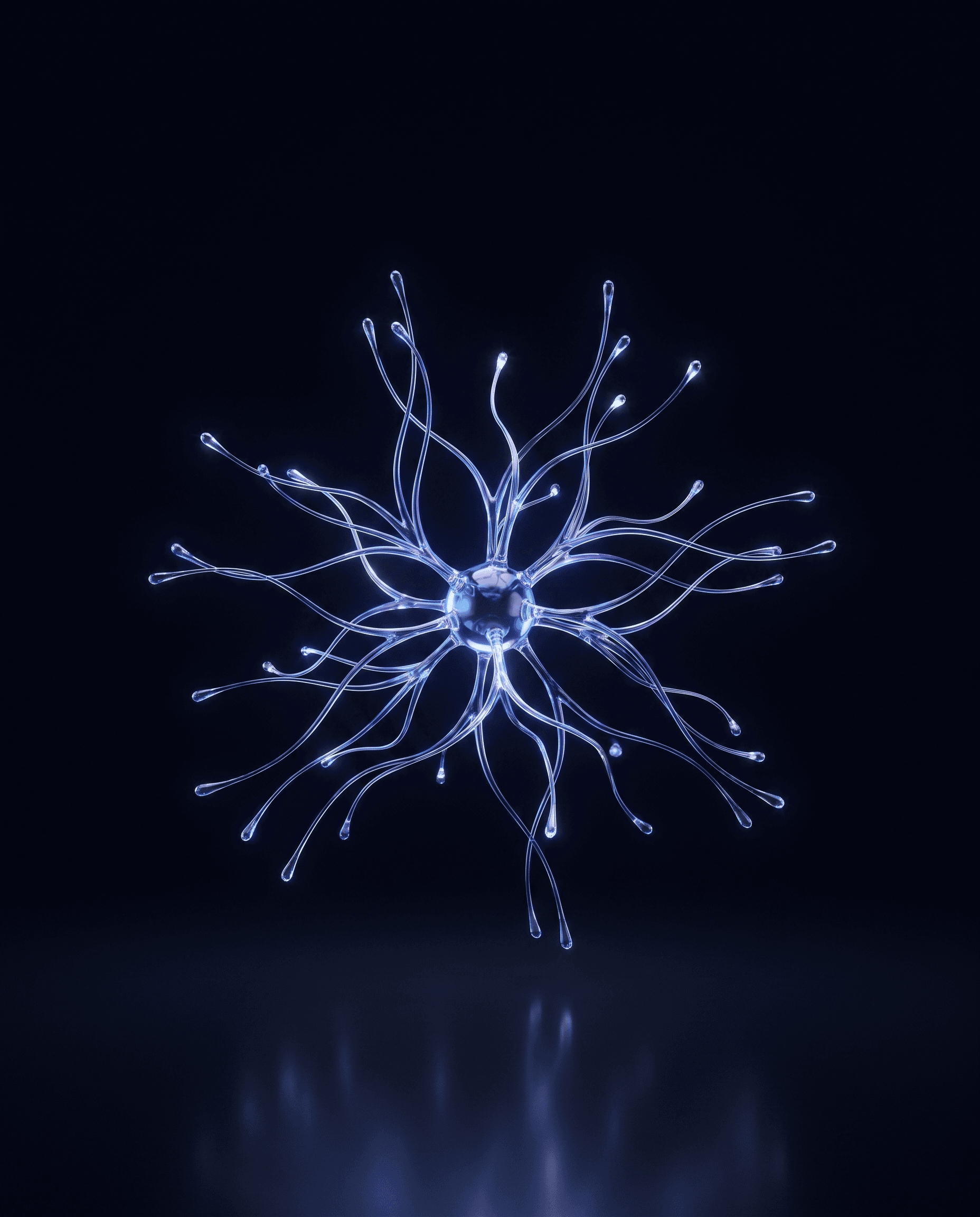 Neural glass bloom on a dark field